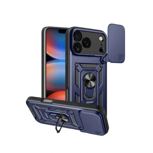 Mey İthalat®   iPhone 17 Pro Pars Lens Yüzüklü Silikon - Lacivert