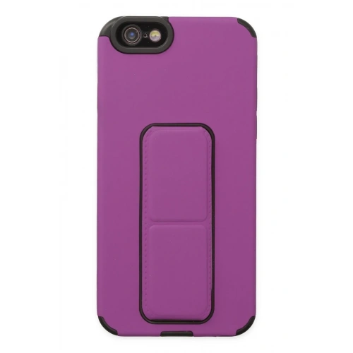 Mey İthalat®  iPhone 6 Kılıf Mega Standlı Silikon - Mor