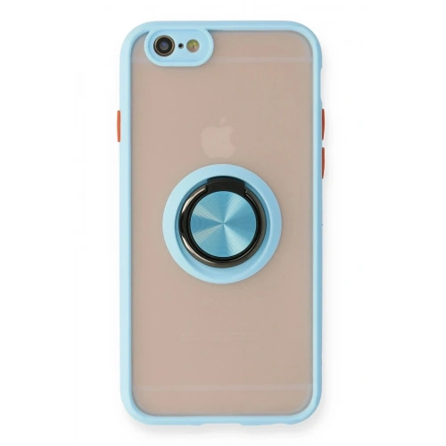 Mey İthalat®  iPhone 6 Kılıf Montreal Yüzüklü Silikon Kapak - Buz Mavi
