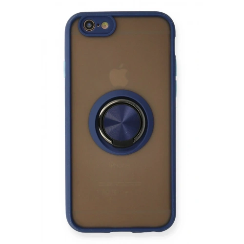 Mey İthalat®  iPhone 6 Kılıf Montreal Yüzüklü Silikon Kapak - Lacivert