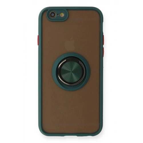 Mey İthalat®  iPhone 6 Kılıf Montreal Yüzüklü Silikon Kapak - Yeşil