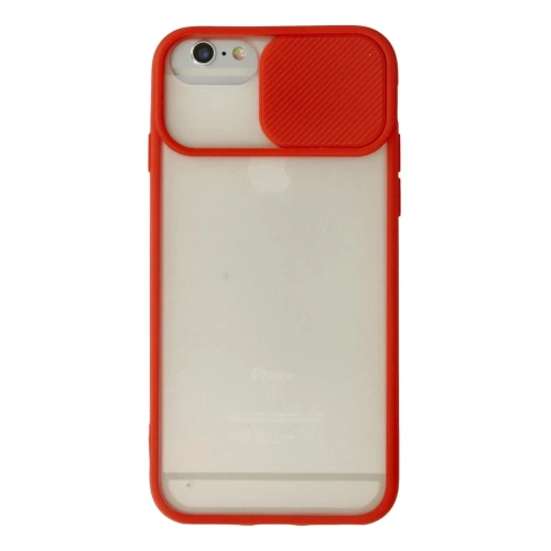 Mey İthalat®  iPhone 6 Kılıf Palm Buzlu Kamera Sürgülü Silikon - Kırmızı