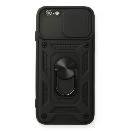 Mey İthalat®  iPhone 6 Kılıf Pars Lens Yüzüklü Silikon - Siyah