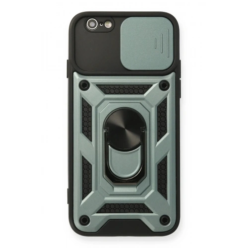 Mey İthalat®  iPhone 6 Kılıf Pars Lens Yüzüklü Silikon - Yeşil