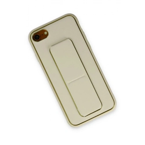 Mey İthalat®  iPhone 7 Kılıf Coco Deri Standlı Kapak - Beyaz