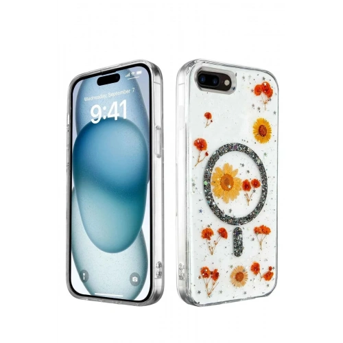 Mey İthalat®  iPhone 7 Kılıf Daisy Simli Magsafe Kapak - Siyah