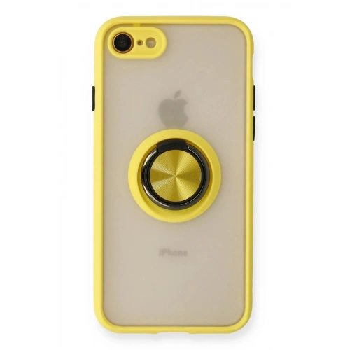 Mey İthalat®  iPhone 7 Kılıf Montreal Yüzüklü Silikon Kapak - Sarı