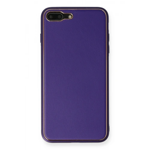 Mey İthalat®  iPhone 7 Plus Kılıf Coco Deri Silikon Kapak - Mor