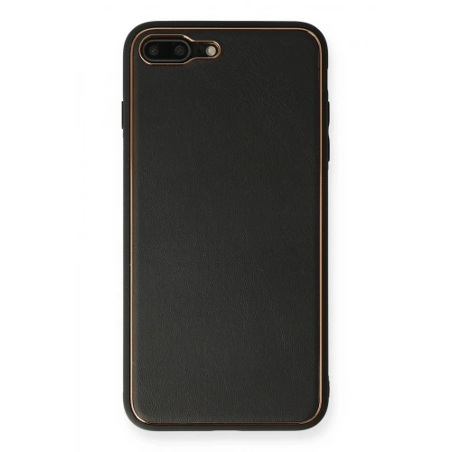 Mey İthalat®  iPhone 7 Plus Kılıf Coco Deri Silikon Kapak - Siyah