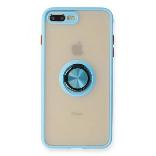 Mey İthalat®  iPhone 7 Plus Kılıf Montreal Yüzüklü Silikon Kapak - Buz Mavi