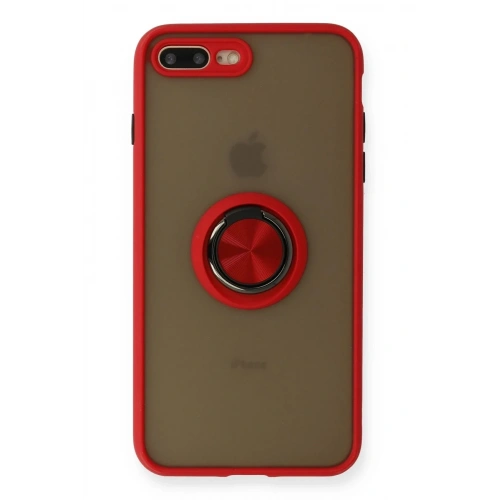 Mey İthalat®  iPhone 7 Plus Kılıf Montreal Yüzüklü Silikon Kapak - Kırmızı
