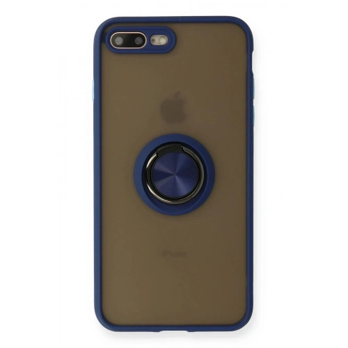 Mey İthalat®  iPhone 7 Plus Kılıf Montreal Yüzüklü Silikon Kapak - Lacivert
