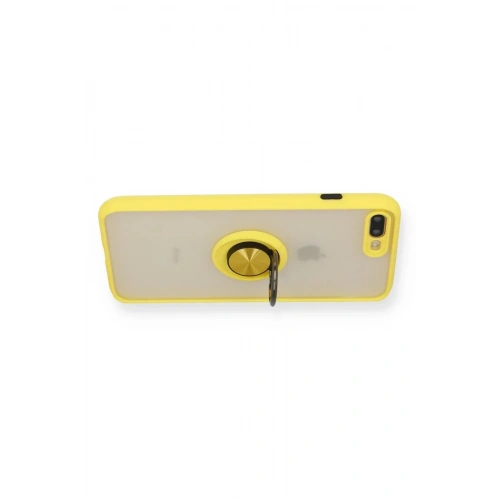 Mey İthalat®  iPhone 7 Plus Kılıf Montreal Yüzüklü Silikon Kapak - Sarı
