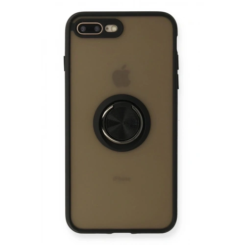 Mey İthalat®  iPhone 7 Plus Kılıf Montreal Yüzüklü Silikon Kapak - Siyah