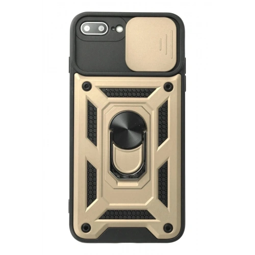 Mey İthalat®  iPhone 7 Plus Kılıf Pars Lens Yüzüklü Silikon - Gold