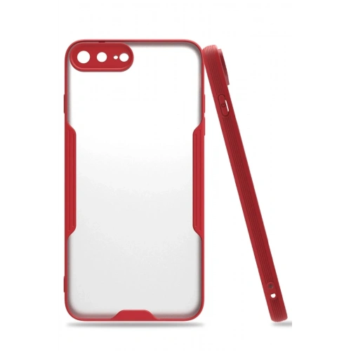 Mey İthalat®  iPhone 7 Plus Kılıf Platin Silikon - Kırmızı