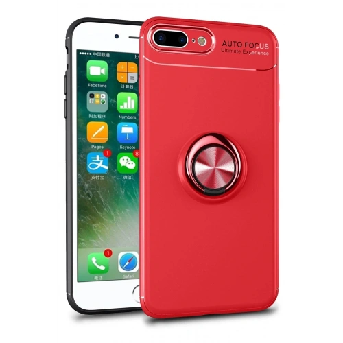 Mey İthalat®  iPhone 7 Plus Kılıf Range Yüzüklü Silikon - Kırmızı