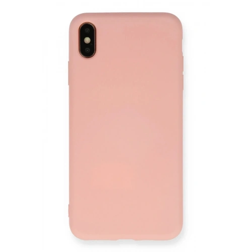 Mey İthalat®  iPhone X Kılıf Nano içi Kadife Silikon - Pudra