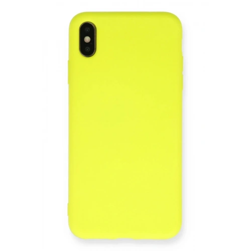 Mey İthalat®  iPhone X Kılıf Nano içi Kadife Silikon - Sarı