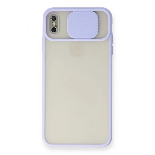 Mey İthalat®  iPhone X Kılıf Palm Buzlu Kamera Sürgülü Silikon - Lila