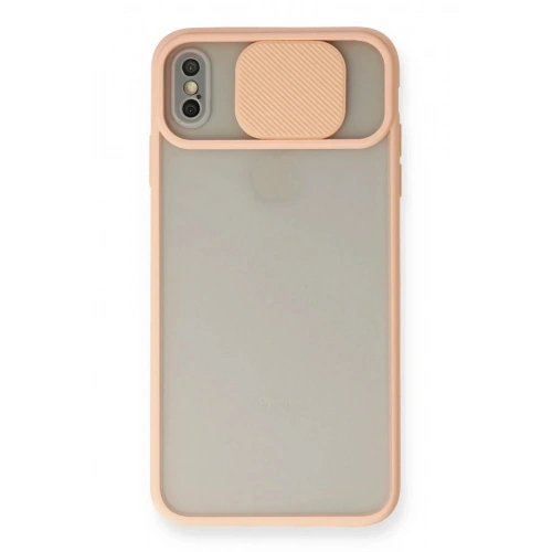 Mey İthalat®  iPhone X Kılıf Palm Buzlu Kamera Sürgülü Silikon - Pembe