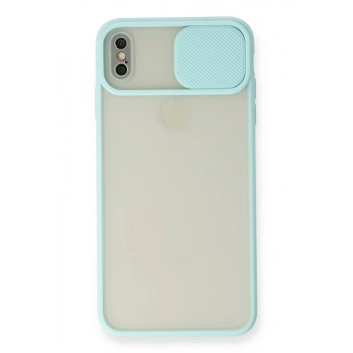 Mey İthalat®  iPhone X Kılıf Palm Buzlu Kamera Sürgülü Silikon - Turkuaz