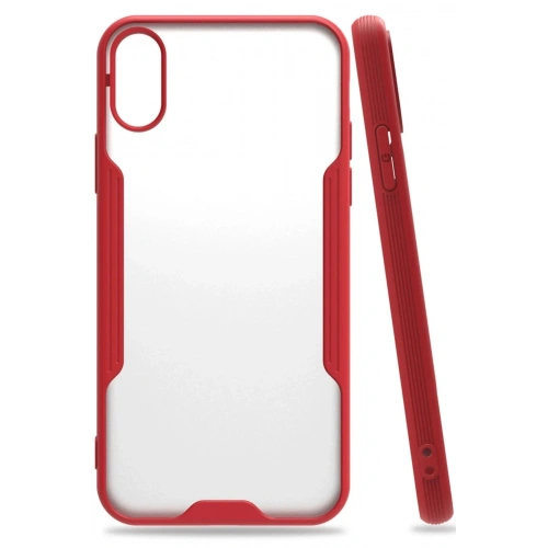 Mey İthalat®  iPhone X Kılıf Platin Silikon - Kırmızı