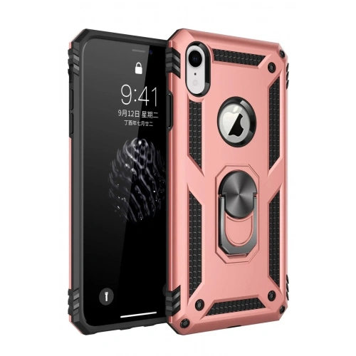 Mey İthalat®  iPhone XR Kılıf Sofya Yüzüklü Silikon Kapak - Rose