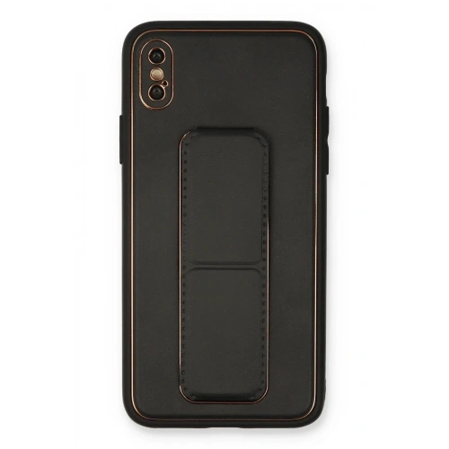 Mey İthalat®  iPhone XS Max Kılıf Coco Deri Standlı Kapak - Siyah