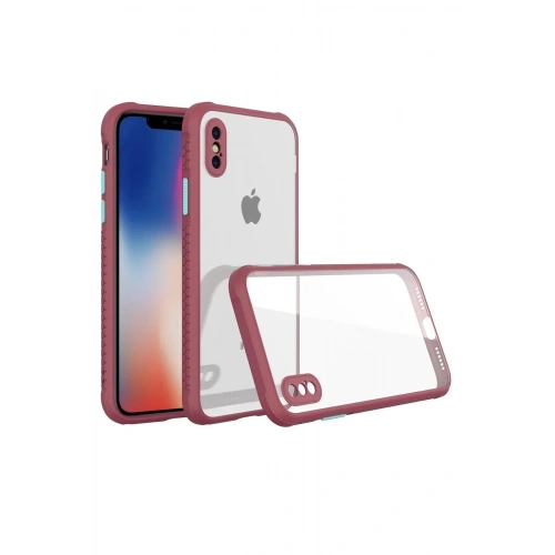 Mey İthalat®  iPhone XS Max Kılıf Miami Şeffaf Silikon - Fuşya