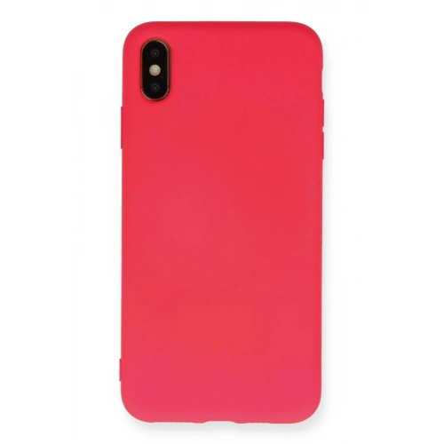 Mey İthalat®  iPhone XS Max Kılıf Nano içi Kadife Silikon - Koyu Pembe