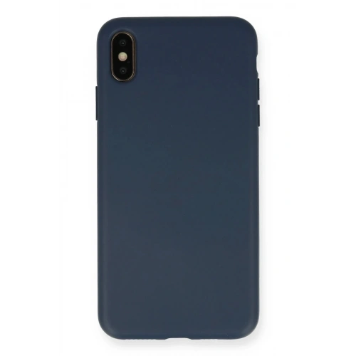 Mey İthalat®  iPhone XS Max Kılıf Nano içi Kadife Silikon - Lacivert