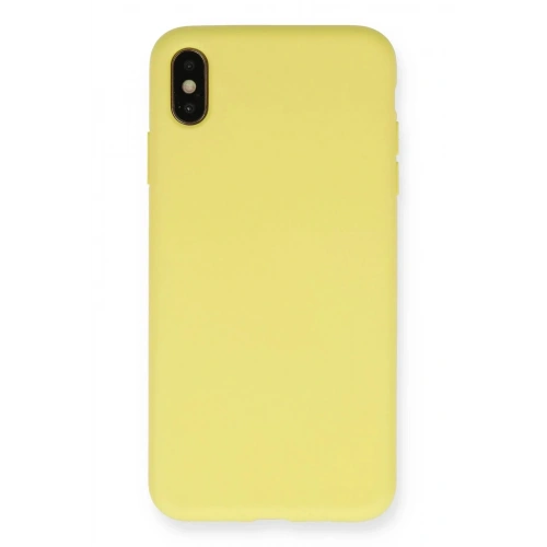Mey İthalat®  iPhone XS Max Kılıf Nano içi Kadife Silikon - Mat Sarı