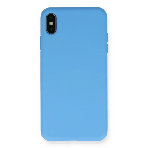 Mey İthalat®  iPhone XS Max Kılıf Nano içi Kadife Silikon - Mavi