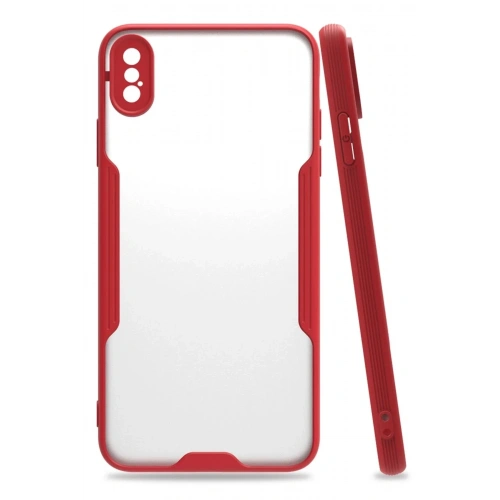 Mey İthalat®  iPhone XS Max Kılıf Platin Silikon - Kırmızı