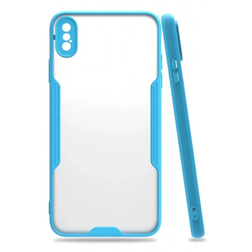 Mey İthalat®  iPhone XS Max Kılıf Platin Silikon - Mavi