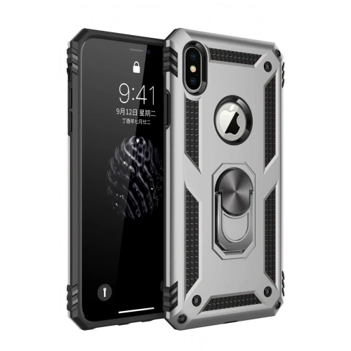 Mey İthalat®  iPhone XS Max Kılıf Sofya Yüzüklü Silikon Kapak - Gümüş