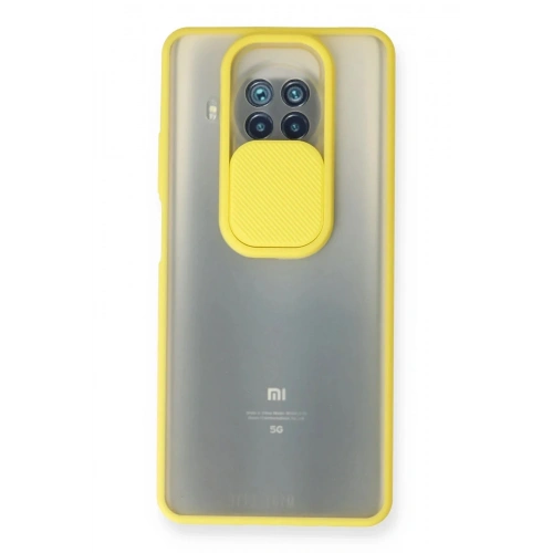 Mey İthalat®   Mi 10T Lite Kılıf Palm Buzlu Kamera Sürgülü Silikon - Sarı