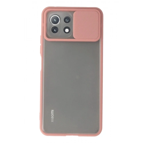 Mey İthalat®   Mİ 11 Lite Kılıf Palm Buzlu Kamera Sürgülü Silikon - Pembe