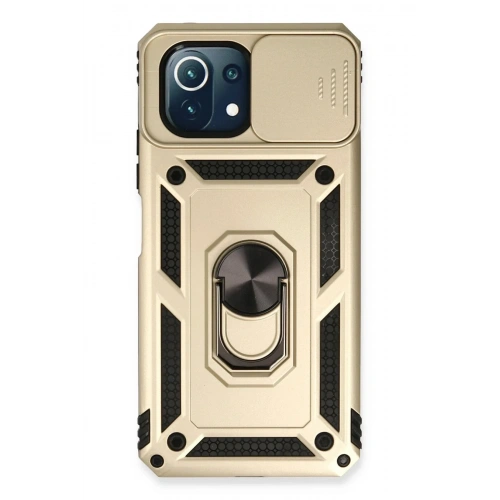 Mey İthalat®   Mİ 11 Lite Kılıf Pars Lens Yüzüklü Silikon - Gold