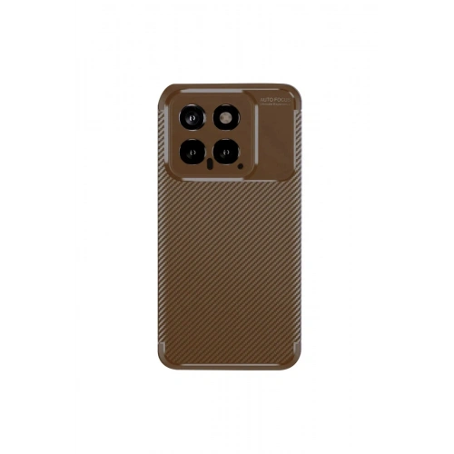 Mey İthalat®   Mi 14T Kılıf Auto Focus Karbon Kapak - Kahverengi