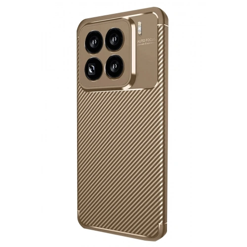 Mey İthalat®   Mi 15 Pro Kılıf Auto Focus Karbon Kapak - Kahverengi