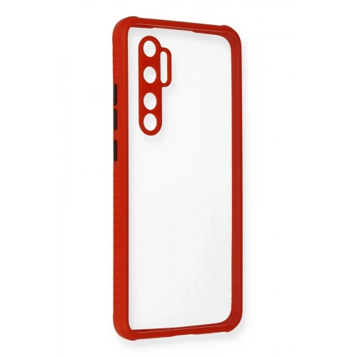 Mey İthalat®   Mi Note 10 Lite Kılıf Miami Şeffaf Silikon - Kırmızı