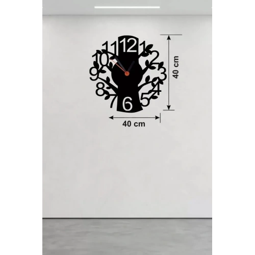 Mey İthalat® Modern Hayat Ağacı Tasarım Ahşap Duvar Saati - 40x40 cm Dekoratif