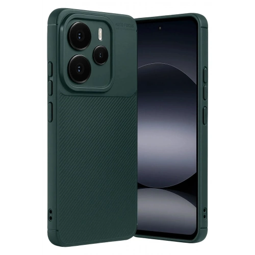 Mey İthalat®   Note 14 5G Auto Focus Karbon Kapak - Koyu Yeşil
