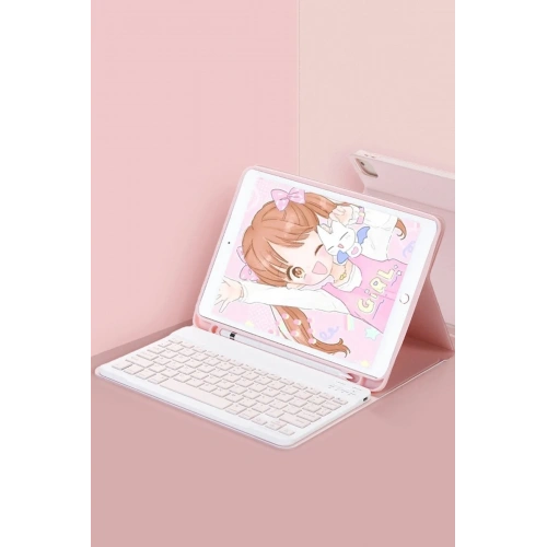 Mey İthalat®   Pad 6 Kılıf KC01 Smart Klavyeli Tablet Kılıfı - Pembe