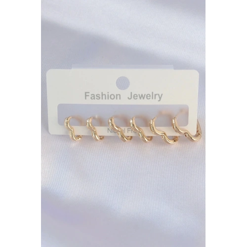 Mey İthalat® Pirinç Gold Renk Kalp Model Küpe Seti