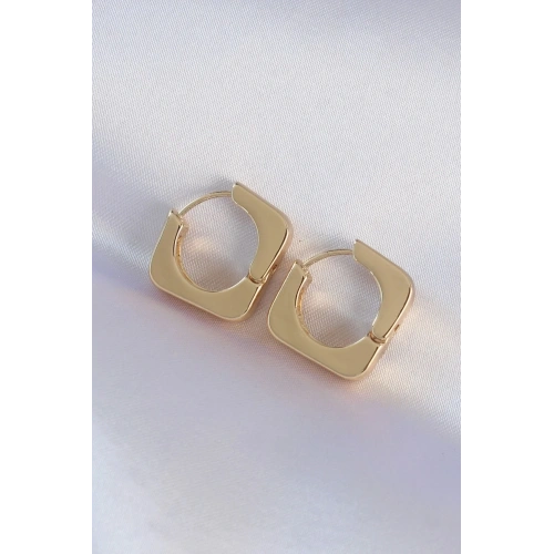 Mey İthalat® Pirinç Gold Renk Kare Küpe