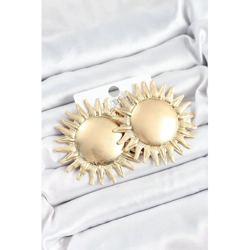 Mey İthalat® Pirinç Güneş Model Gold Renk Kadın Küpe