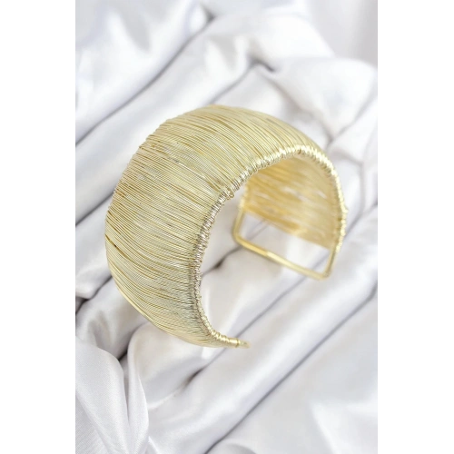 Mey İthalat® Pirinç Tel Sarma Model Gold Renk Kadın Bileklilk